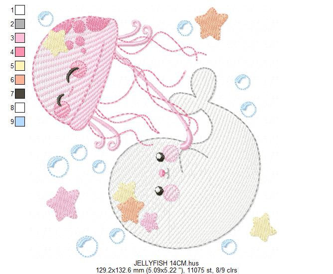 Jellyfish embroidery design - Seal embroidery designs machine embroidery pattern - Ocean animals embroidery file - instant digital download