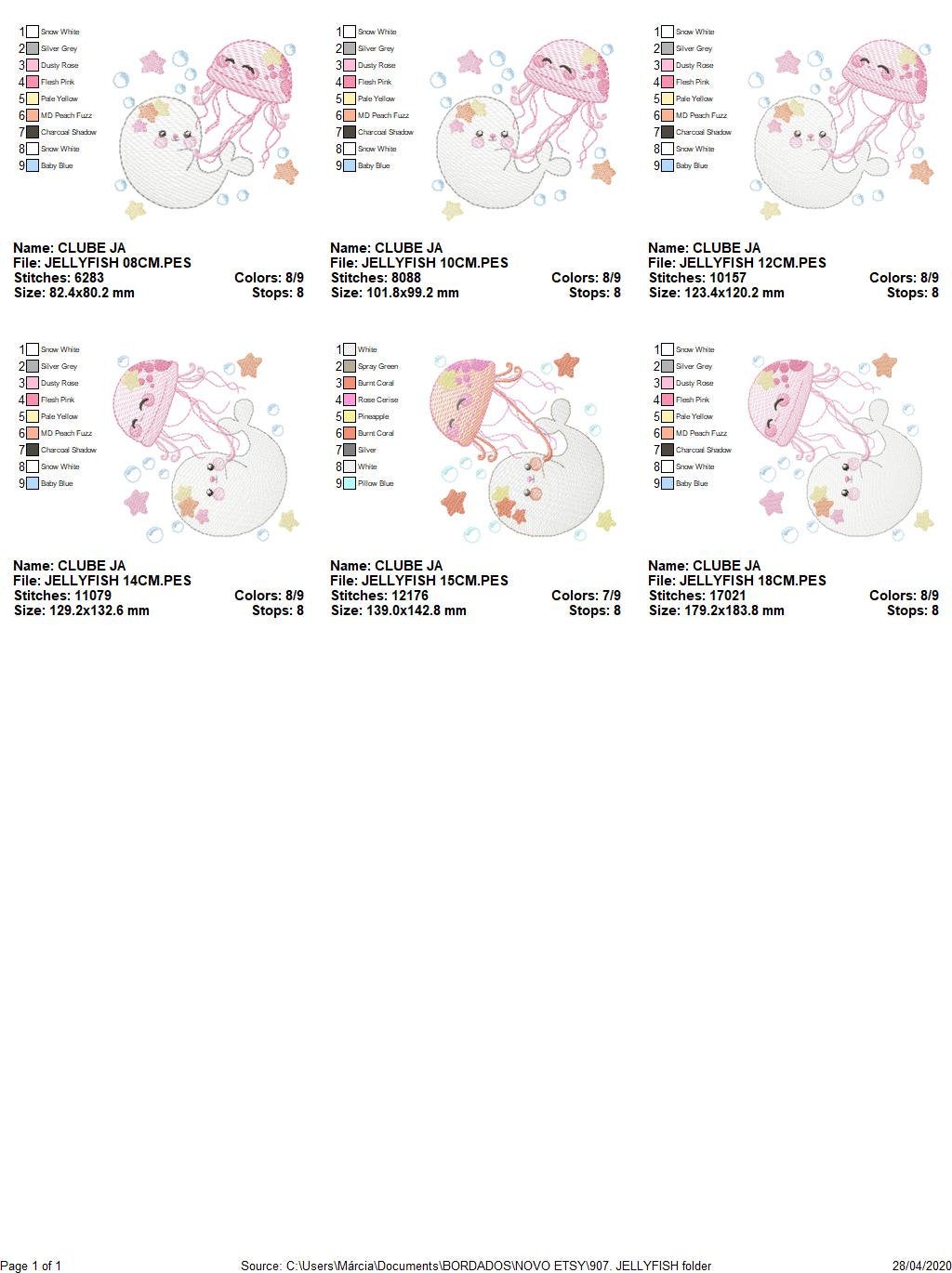 Jellyfish embroidery design - Seal embroidery designs machine embroidery pattern - Ocean animals embroidery file - instant digital download