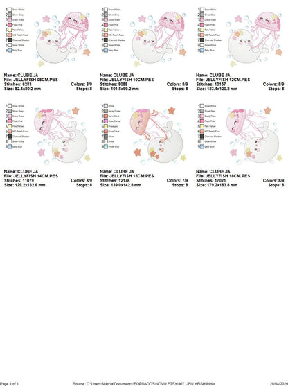 Jellyfish embroidery design - Seal embroidery designs machine embroidery pattern - Ocean animals embroidery file - instant digital download
