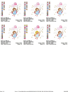 Baby girl embroidery designs - Toddler embroidery design machine embroidery pattern - girl with balloons embroidery file - kid embroidery