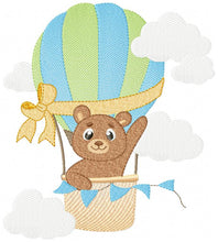 Charger l&#39;image dans la galerie, Bear embroidery designs - Hot air balloon embroidery design machine embroidery pattern - Nursery embroidery - bear filled stitch newborn
