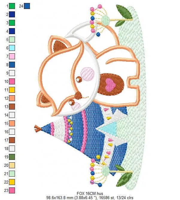 Red Fox embroidery designs - Woodland animal embroidery design machine embroidery pattern - Indian embroidery file - baby boy embroidery Marcia Embroidery