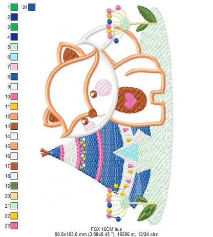 Red Fox embroidery designs - Woodland animal embroidery design machine embroidery pattern - Indian embroidery file - baby boy embroidery Marcia Embroidery