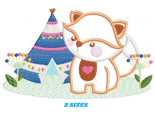 Red Fox embroidery designs - Woodland animal embroidery design machine embroidery pattern - Indian embroidery file - baby boy embroidery