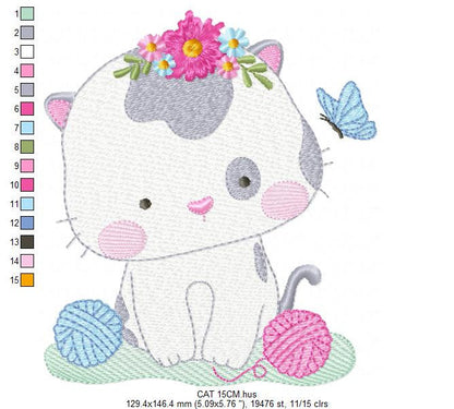 Cat embroidery design - Kitty embroidery designs machine embroidery pattern - Pet embroidery file - Baby girl embroidery Kitchen cloth Apron