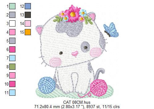 Cat embroidery design - Kitty embroidery designs machine embroidery pattern - Pet embroidery file - Baby girl embroidery Kitchen cloth Apron