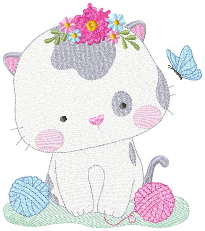 Cat embroidery design - Kitty embroidery designs machine embroidery pattern - Pet embroidery file - Baby girl embroidery Kitchen cloth Apron