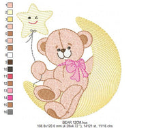 Carica l&#39;immagine nel visualizzatore di Gallery, Bear embroidery designs - Moon embroidery design machine embroidery pattern - bear filled stitch design - Teddy embroidery Moon embroidery
