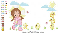 Carica l&#39;immagine nel visualizzatore di Gallery, Baby girl embroidery design - Ducks embroidery designs machine embroidery pattern - girl with umbrella embroidery file - instant download
