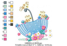 Cargar imagen en el visor de la galería, Umbrella with birds embroidery designs - Umbrella embroidery design machine embroidery pattern - baby girl embroidery file instant download
