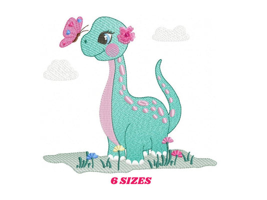 Dinosaur embroidery designs - Dino embroidery design machine embroidery pattern - instant download - Baby girl embroidery file Brontosaurus