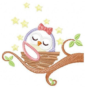 Baby owl embroidery design - Owl with nest embroidery design machine embroidery pattern - girl embroidery file - owl applique design kitchen