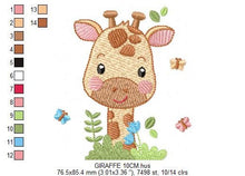 Cargar imagen en el visor de la galería, Giraffe embroidery design - Animal embroidery designs machine embroidery pattern - Baby boy embroidery file - Giraffe with butterflies pes
