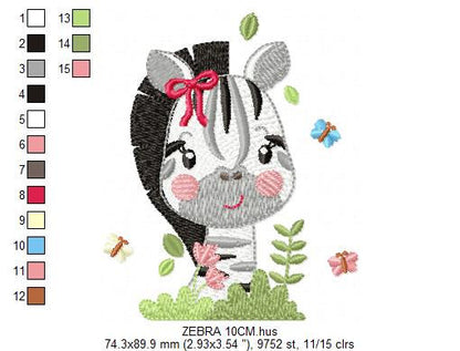 Zebra embroidery design - Animal embroidery designs machine embroidery pattern - Baby girl embroidery - Safari embroidery file Towel Shirt