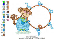 Charger l&#39;image dans la galerie, Monkey Frame embroidery designs - Monkey embroidery machine embroidery pattern - Safari Animal embroidery file - instant download pes jef
