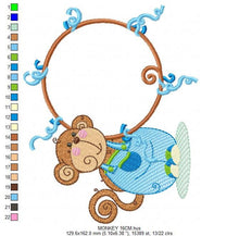 Charger l&#39;image dans la galerie, Monkey Frame embroidery designs - Monkey embroidery machine embroidery pattern - Safari Animal embroidery file - instant download pes jef
