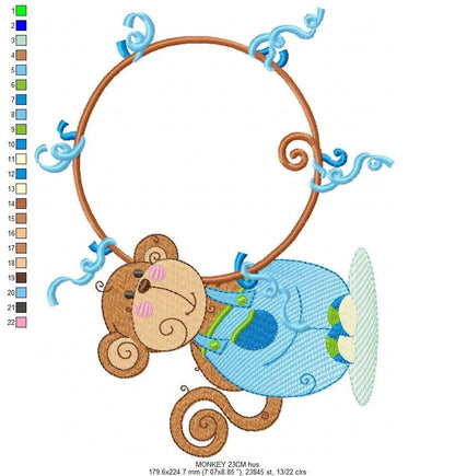 Monkey Frame embroidery designs - Monkey embroidery machine embroidery pattern - Safari Animal embroidery file - instant download pes jef Marcia Embroidery