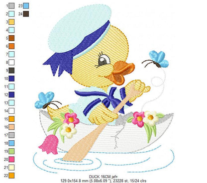 Duck embroidery design - Animal embroidery designs machine embroidery pattern - baby boy embroidery file - Sailor nautical lake ocean boat