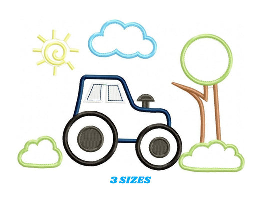 Tractor embroidery designs - vehicle embroidery design machine embroidery pattern - automobile embroidery file - tractor applique baby boy