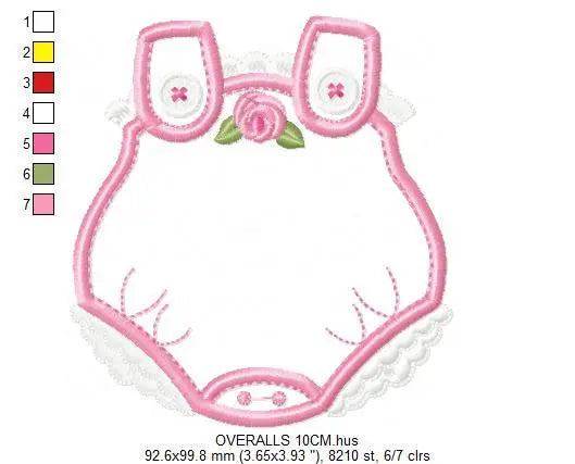 Baby Overall embroidery designs - Jumpsuit embroidery design machine embroidery pattern - Short tall romper playsuit - instant download pes Marcia Embroidery