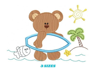Bear at the beach embroidery designs - Teddy embroidery design machine embroidery pattern - Baby boy embroidery file - instant download Marcia Embroidery