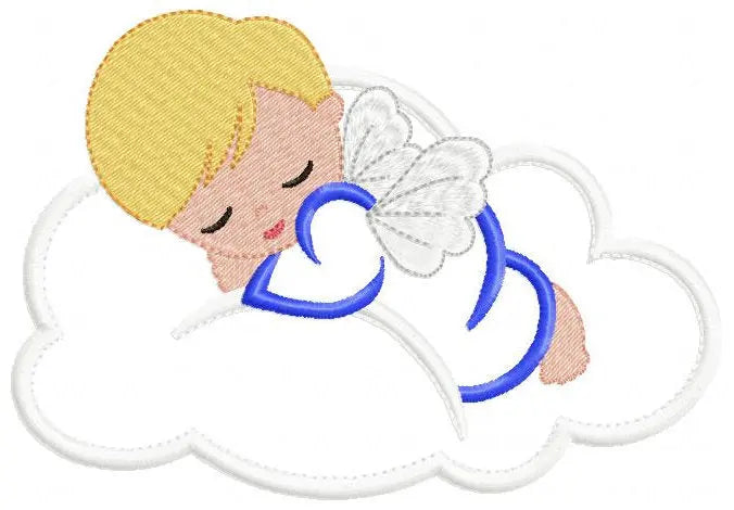 Sleeping Angel in a Cloud embroidery design - Baby boy embroidery design machine embroidery pattern - Angel applique - instant download pes Marcia Embroidery