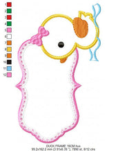 Charger l&#39;image dans la galerie, Female Duck Frame embroidery design - Girl Duck Applique Tag embroidery designs machine embroidery pattern - instant download pes jef dst
