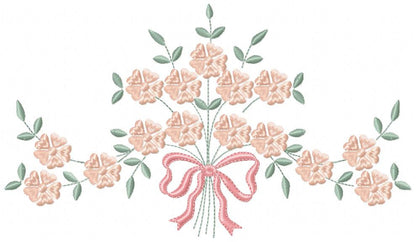 Roses wreath embroidery designs - Monogram embroidery design machine embroidery pattern - Tea towel embroidery - floral wreath of flowers
