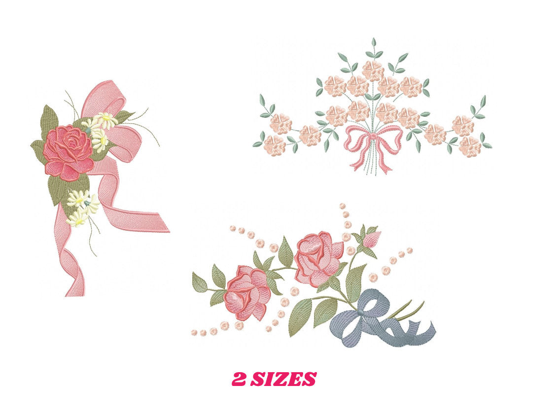 Roses wreath embroidery designs - Monogram embroidery design machine embroidery pattern - Tea towel embroidery - floral wreath of flowers