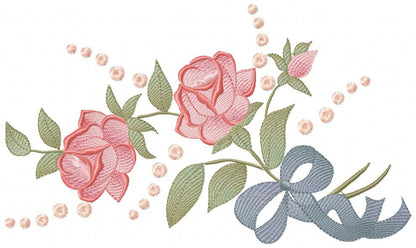 Roses wreath embroidery designs - Monogram embroidery design machine embroidery pattern - Tea towel embroidery - floral wreath of flowers