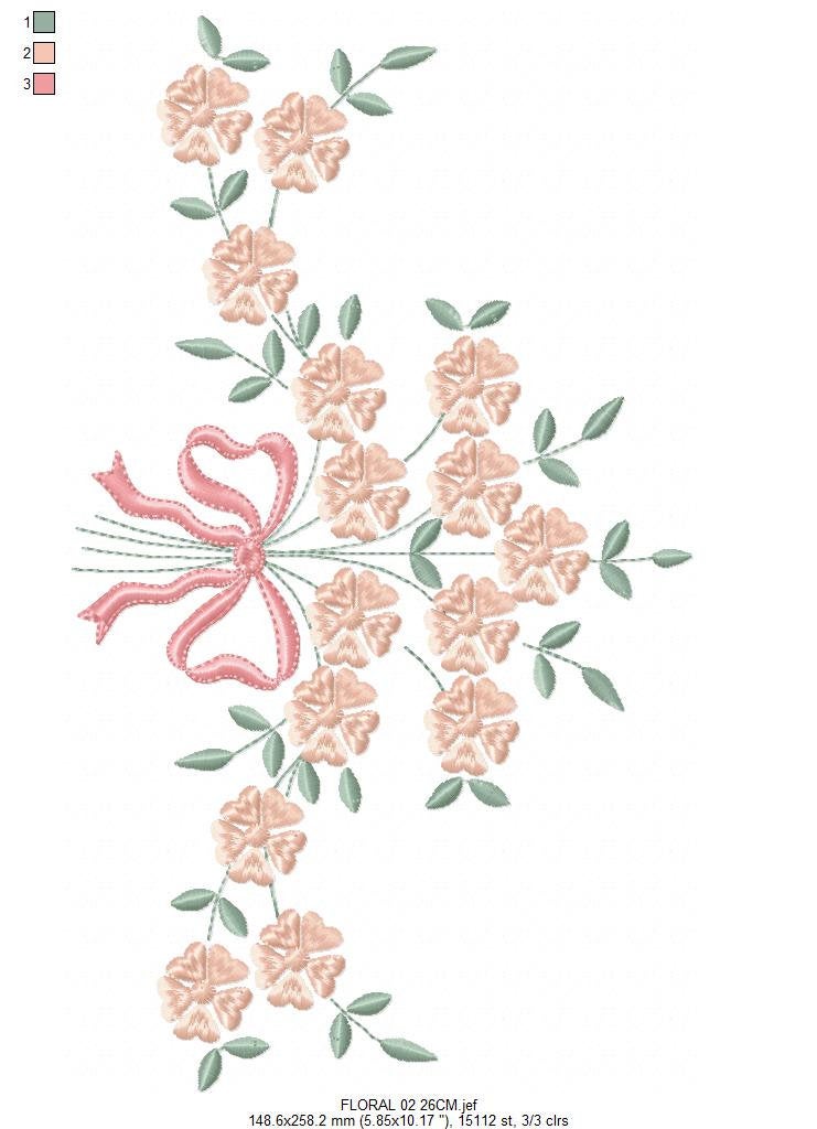 Roses wreath embroidery designs - Monogram embroidery design machine embroidery pattern - Tea towel embroidery - floral wreath of flowers