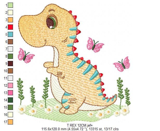 Dinosaur embroidery designs - Dino embroidery design machine embroidery pattern - instant download - boy embroidery file Birthday t rex