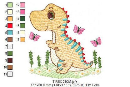 Dinosaur embroidery designs - Dino embroidery design machine embroidery pattern - instant download - boy embroidery file Birthday t rex
