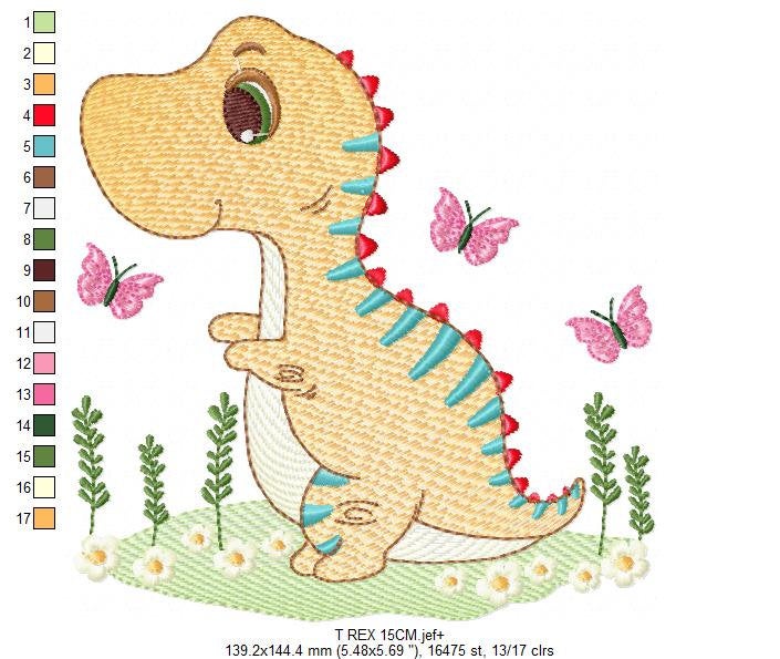 Dinosaur embroidery designs - Dino embroidery design machine embroidery pattern - instant download - boy embroidery file Birthday t rex