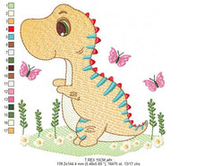 Load image into Gallery viewer, Dinosaur embroidery designs - Dino embroidery design machine embroidery pattern - instant download - boy embroidery file Birthday t rex
