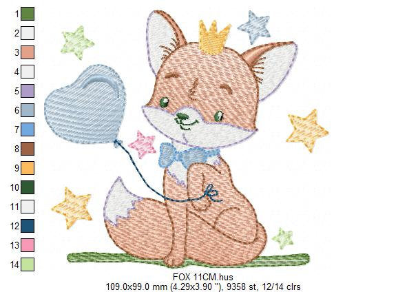 Fox embroidery designs - Hot air balloon embroidery design machine embroidery pattern - Animal embroidery file - woodland animals download