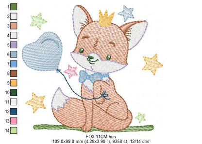 Fox embroidery designs - Hot air balloon embroidery design machine embroidery pattern - Animal embroidery file - woodland animals download