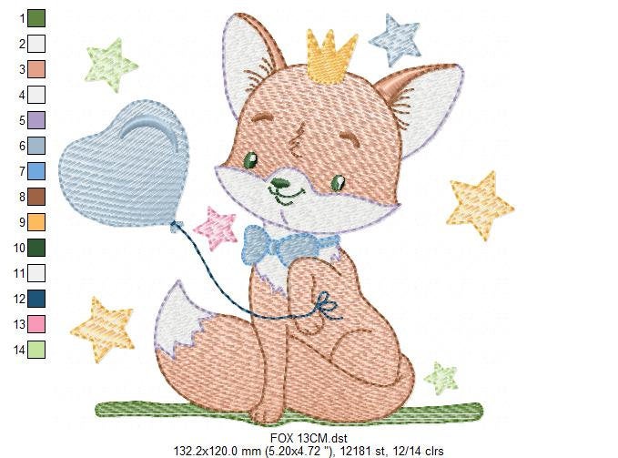 Fox embroidery designs - Hot air balloon embroidery design machine embroidery pattern - Animal embroidery file - woodland animals download