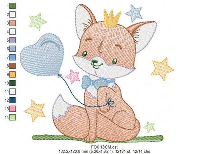 Fox embroidery designs - Hot air balloon embroidery design machine embroidery pattern - Animal embroidery file - woodland animals download