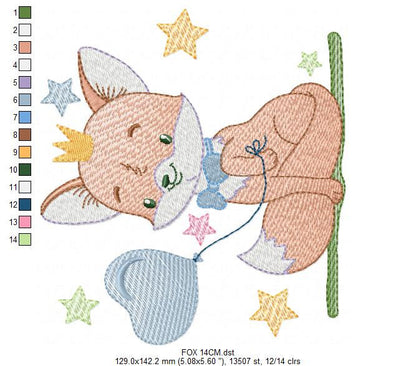 Fox embroidery designs - Hot air balloon embroidery design machine embroidery pattern - Animal embroidery file - woodland animals download