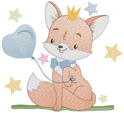 Fox embroidery designs - Hot air balloon embroidery design machine embroidery pattern - Animal embroidery file - woodland animals download