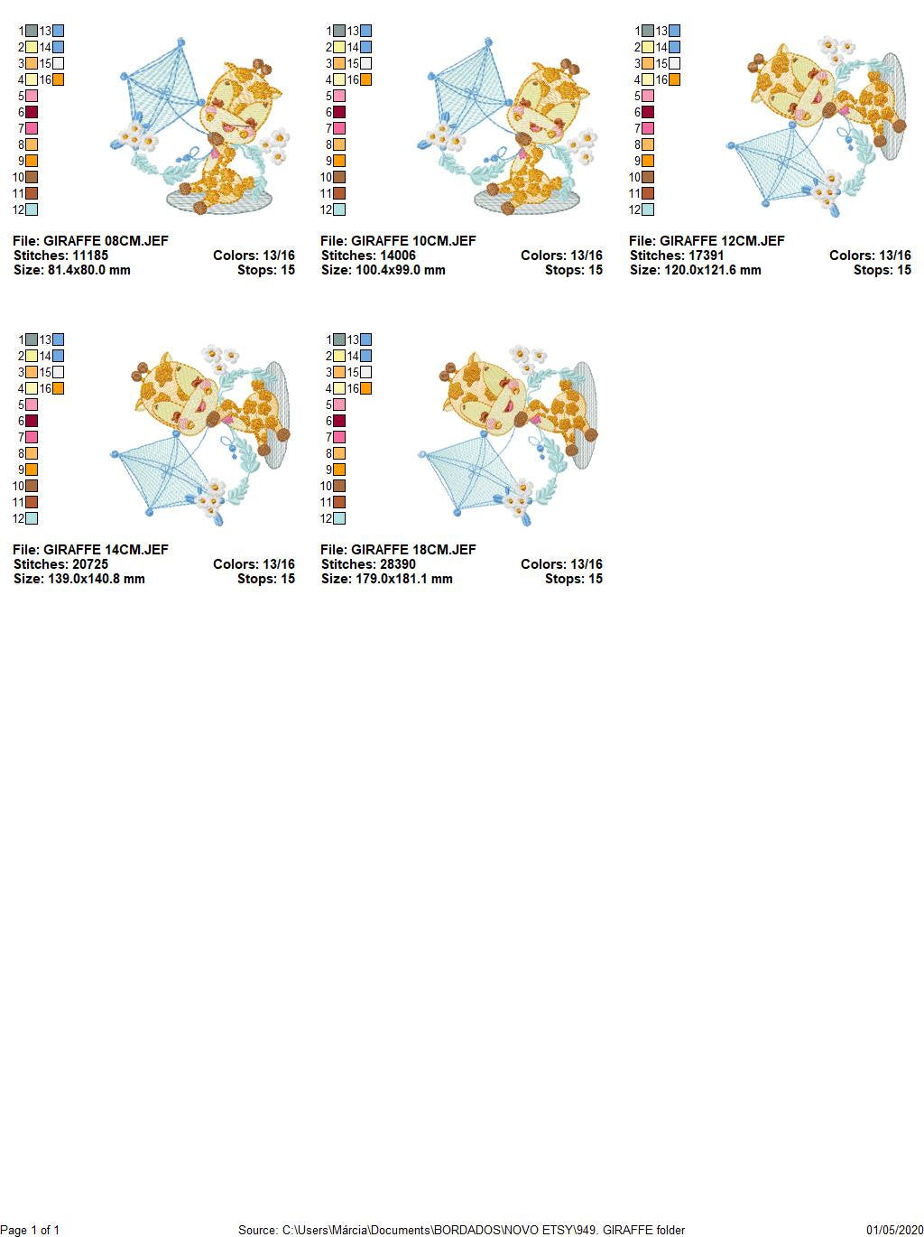 Giraffe embroidery design - Animal embroidery designs machine embroidery pattern - Baby boy embroidery file - Giraffe with kite kid children