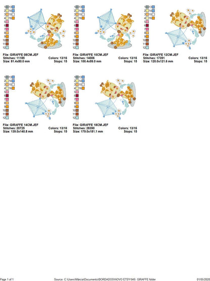 Giraffe embroidery design - Animal embroidery designs machine embroidery pattern - Baby boy embroidery file - Giraffe with kite kid children