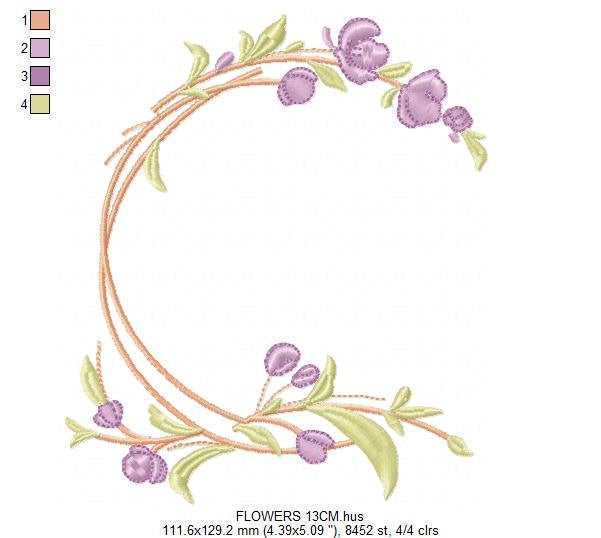 Monogram Frame embroidery designs - Flower embroidery design machine embroidery pattern - rose wreath embroidery file - baby girl embroidery