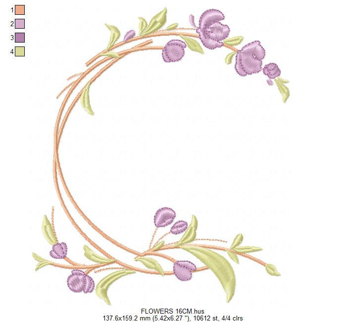 Monogram Frame embroidery designs - Flower embroidery design machine embroidery pattern - rose wreath embroidery file - baby girl embroidery