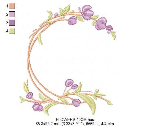 Monogram Frame embroidery designs - Flower embroidery design machine embroidery pattern - rose wreath embroidery file - baby girl embroidery