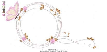 Monogram Frame embroidery designs - Flower embroidery design machine embroidery pattern - rose wreath embroidery file - baby girl embroidery