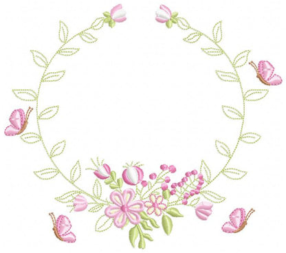Monogram Frame embroidery designs - Flower embroidery design machine embroidery pattern - rose wreath embroidery file - baby girl embroidery