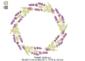 Monogram Frame embroidery designs - Flower embroidery design machine embroidery pattern - Lavender wreath embroidery file - digital download