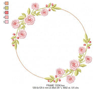 Charger l&#39;image dans la galerie, Monogram Frame embroidery designs - Flower embroidery design machine embroidery pattern - Rose wreath embroidery file - instant download
